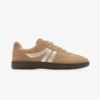 By Shaday Women's Contrast Stripe Suede Sneakers in Brown