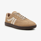 By Shaday Women's Contrast Stripe Suede Sneakers in Brown