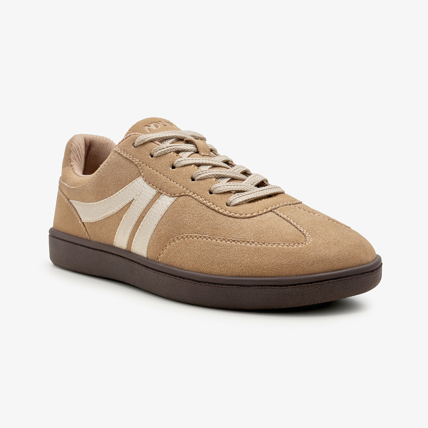 By Shaday Women's Contrast Stripe Suede Sneakers in Brown