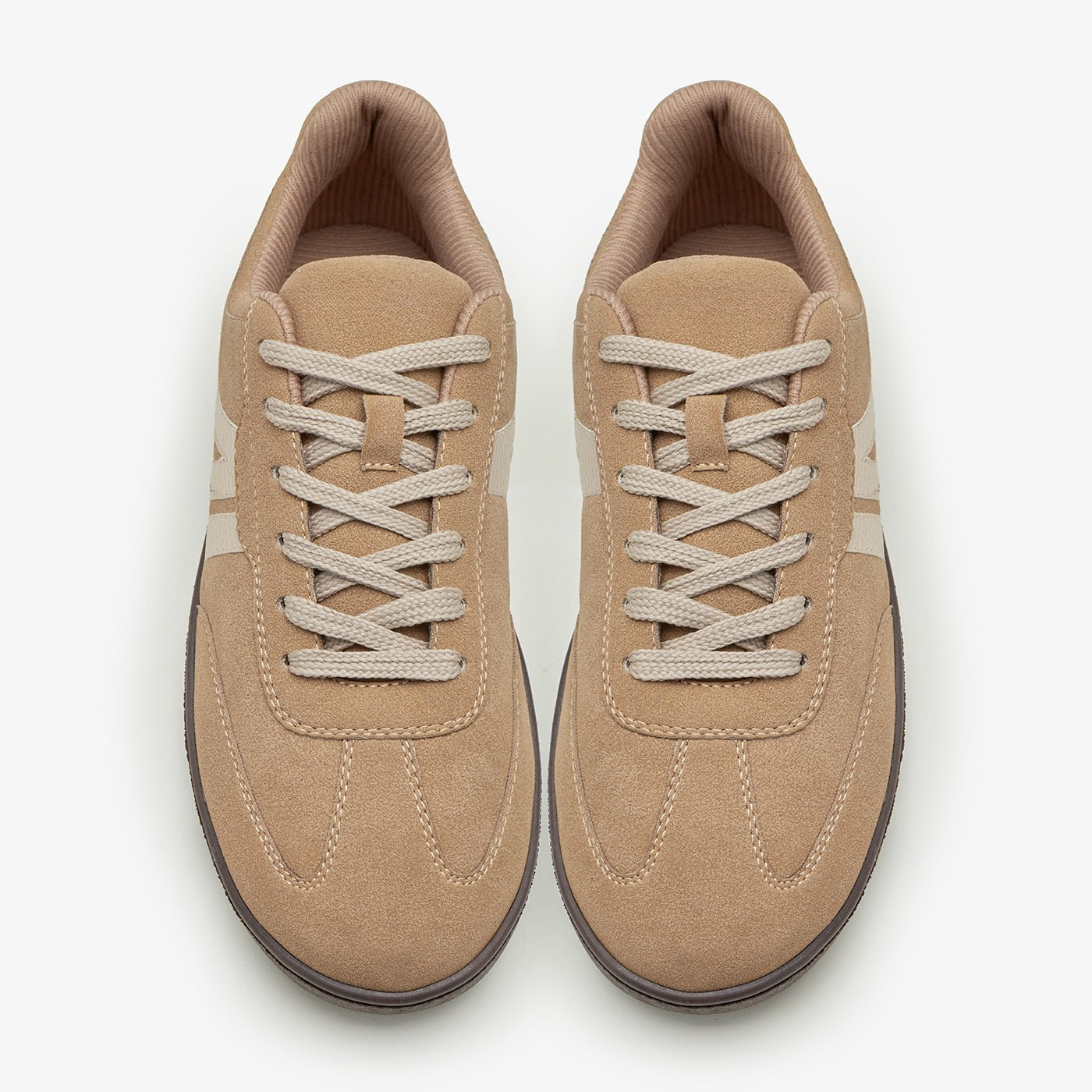 By Shaday Women's Contrast Stripe Suede Sneakers in Brown