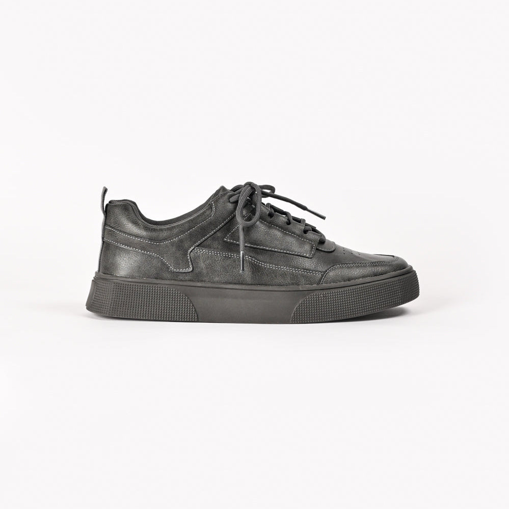 By Shaday Men's Charcoal Grey Faux Leather Trainers