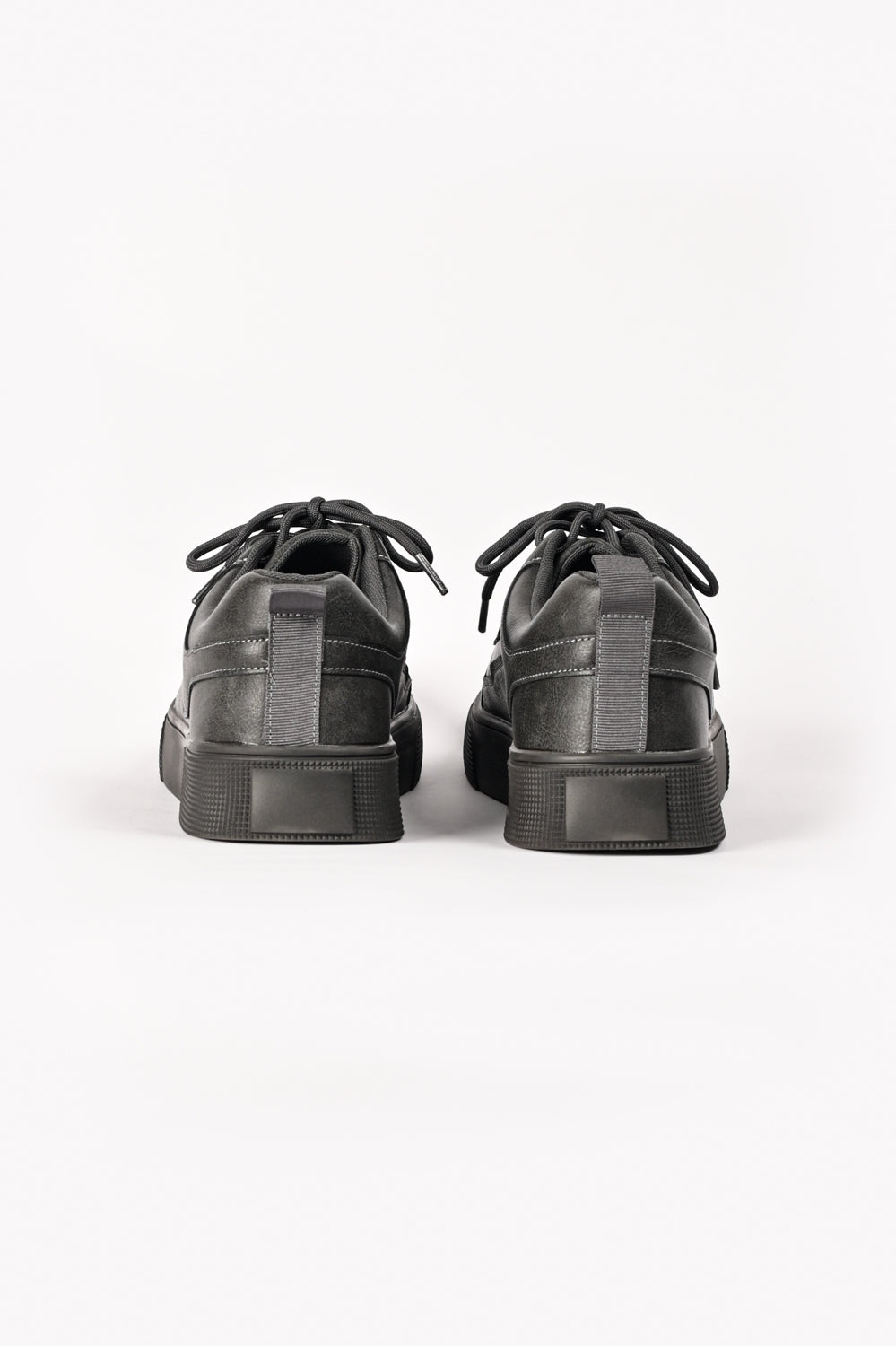 By Shaday Men's Charcoal Grey Faux Leather Trainers