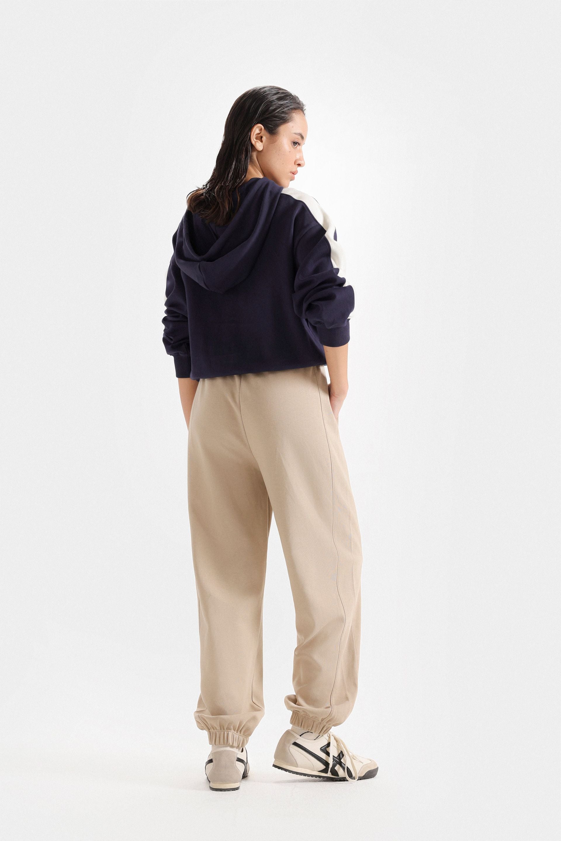 By Shaday Women's Super Cropped Basic Hoodie in Dark Blue