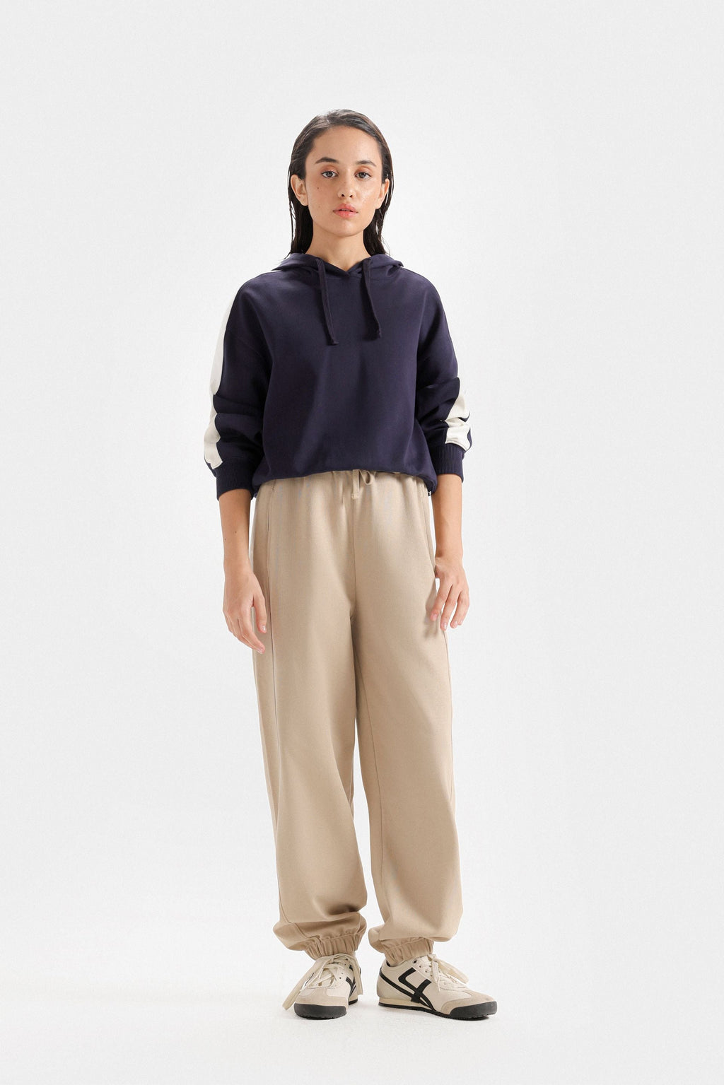 By Shaday Women's Super Cropped Basic Hoodie in Dark Blue