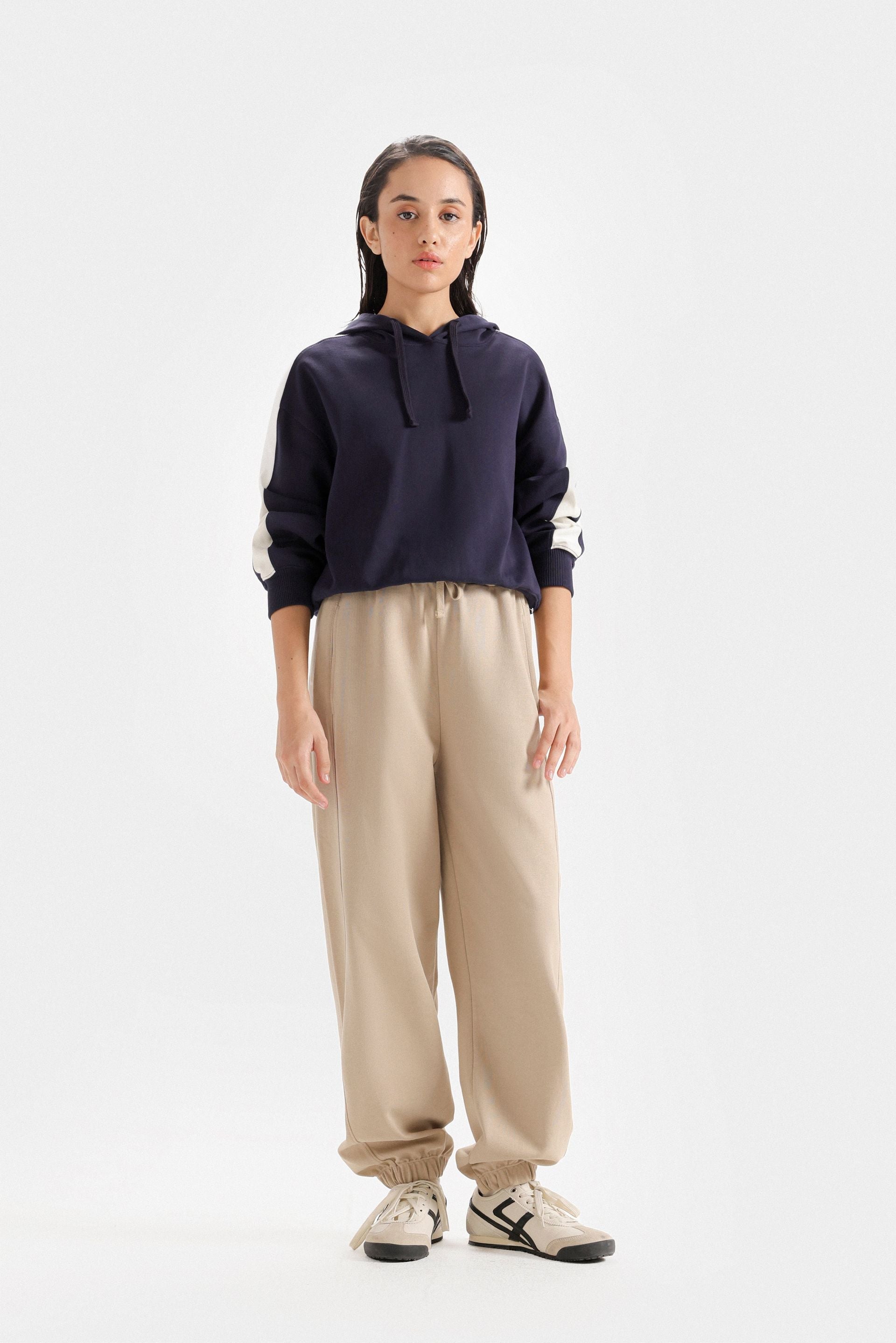 By Shaday Women's Super Cropped Basic Hoodie in Dark Blue