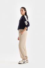 By Shaday Women's Super Cropped Basic Hoodie in Dark Blue