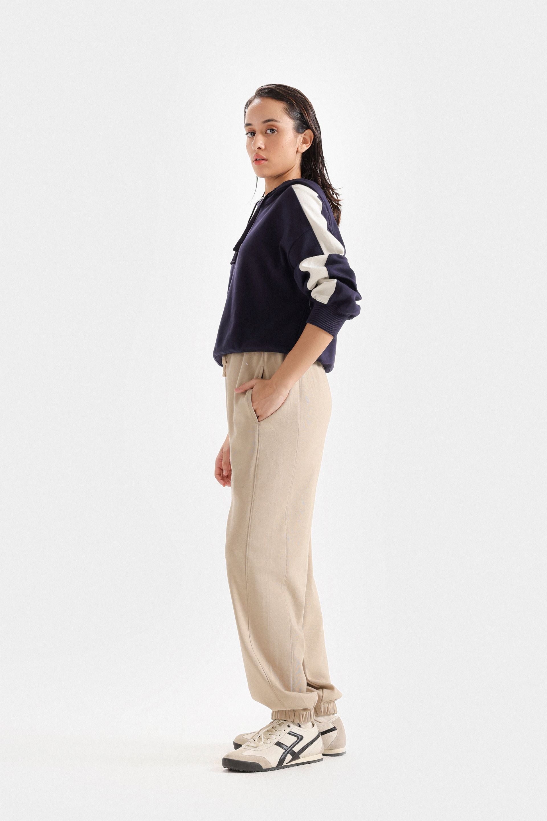 By Shaday Women's Super Cropped Basic Hoodie in Dark Blue
