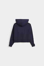 By Shaday Women's Super Cropped Basic Hoodie in Dark Blue