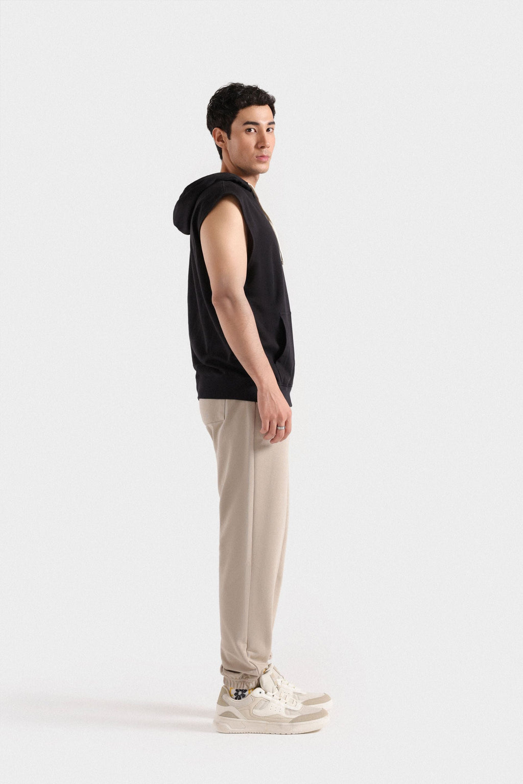 By Shaday Men's Basic Vest Hoodie in Black
