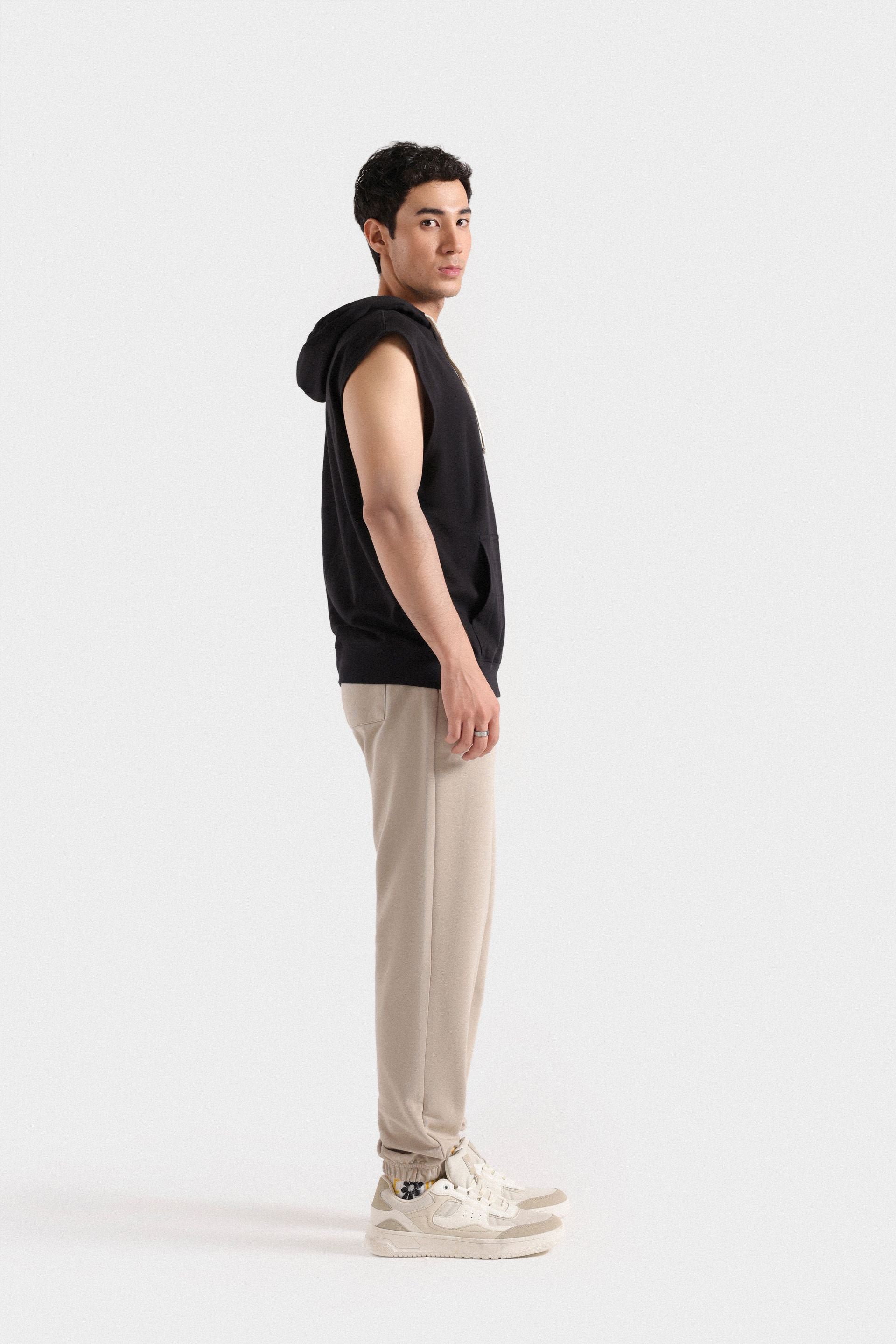 By Shaday Men's Basic Vest Hoodie in Black