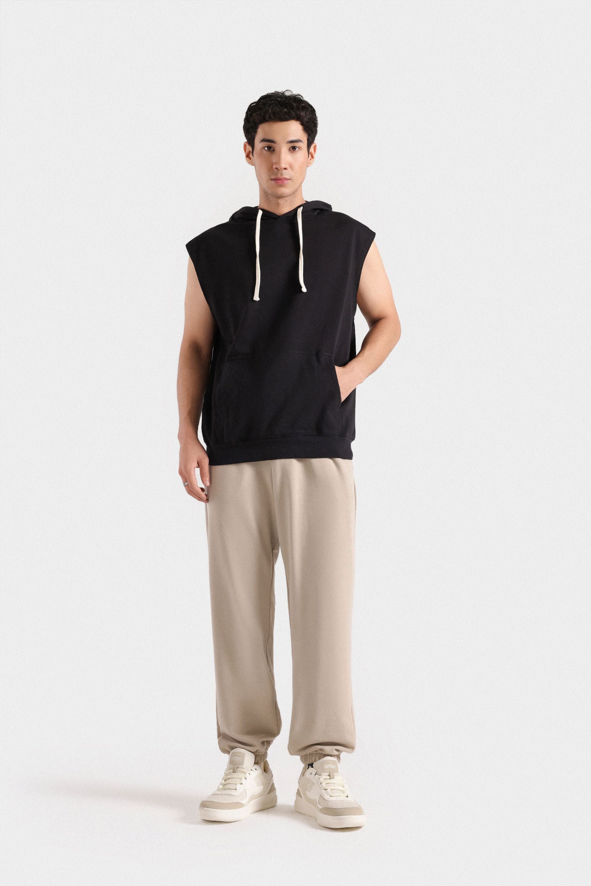 By Shaday Men's Basic Vest Hoodie in Black