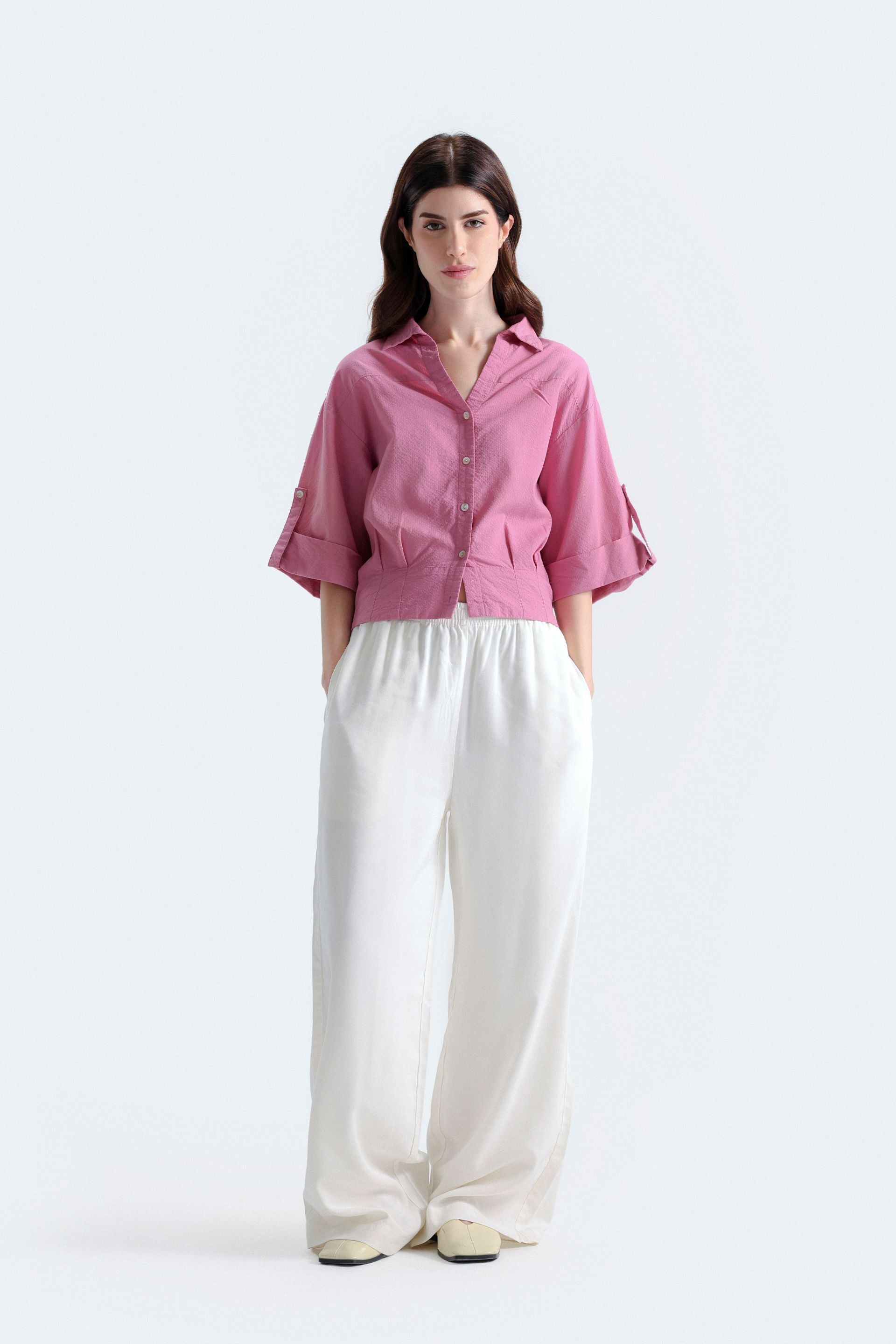 By Shaday Women's Extreme Wide Leg Trousers in Off White