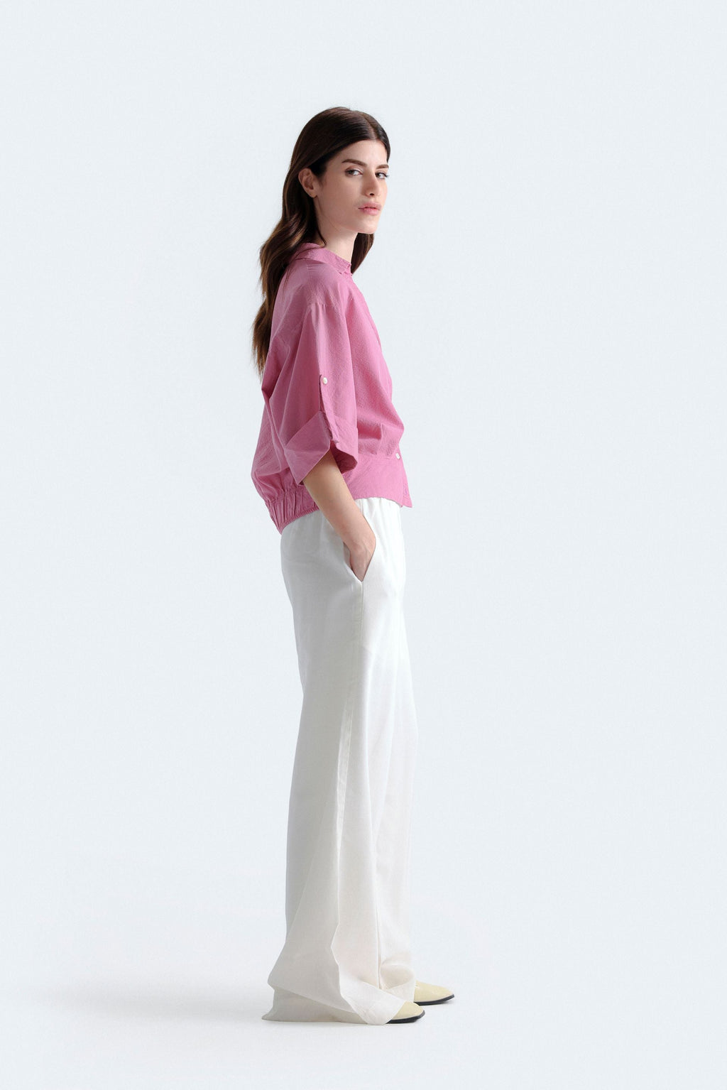 By Shaday Women's Extreme Wide Leg Trousers in Off White