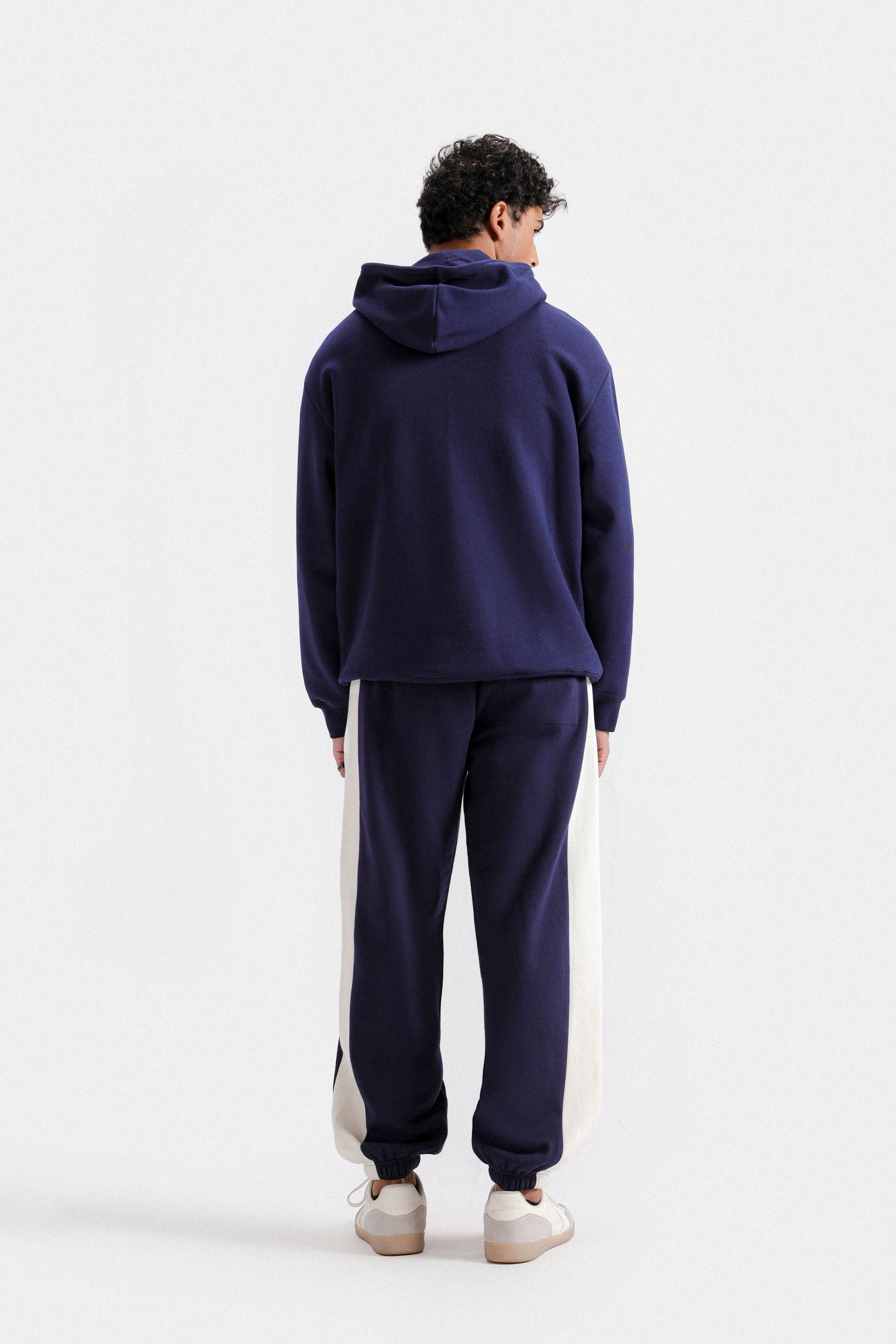 By Shaday Men's Slogan Print Hoodie in Dark Blue