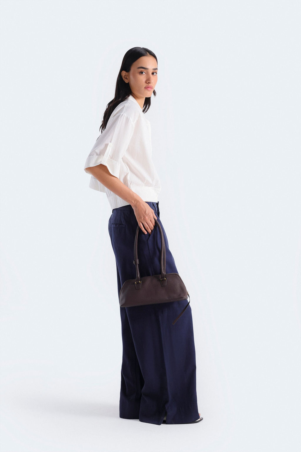 By Shaday Women's Cropped Wide Leg Pants in Dark Blue
