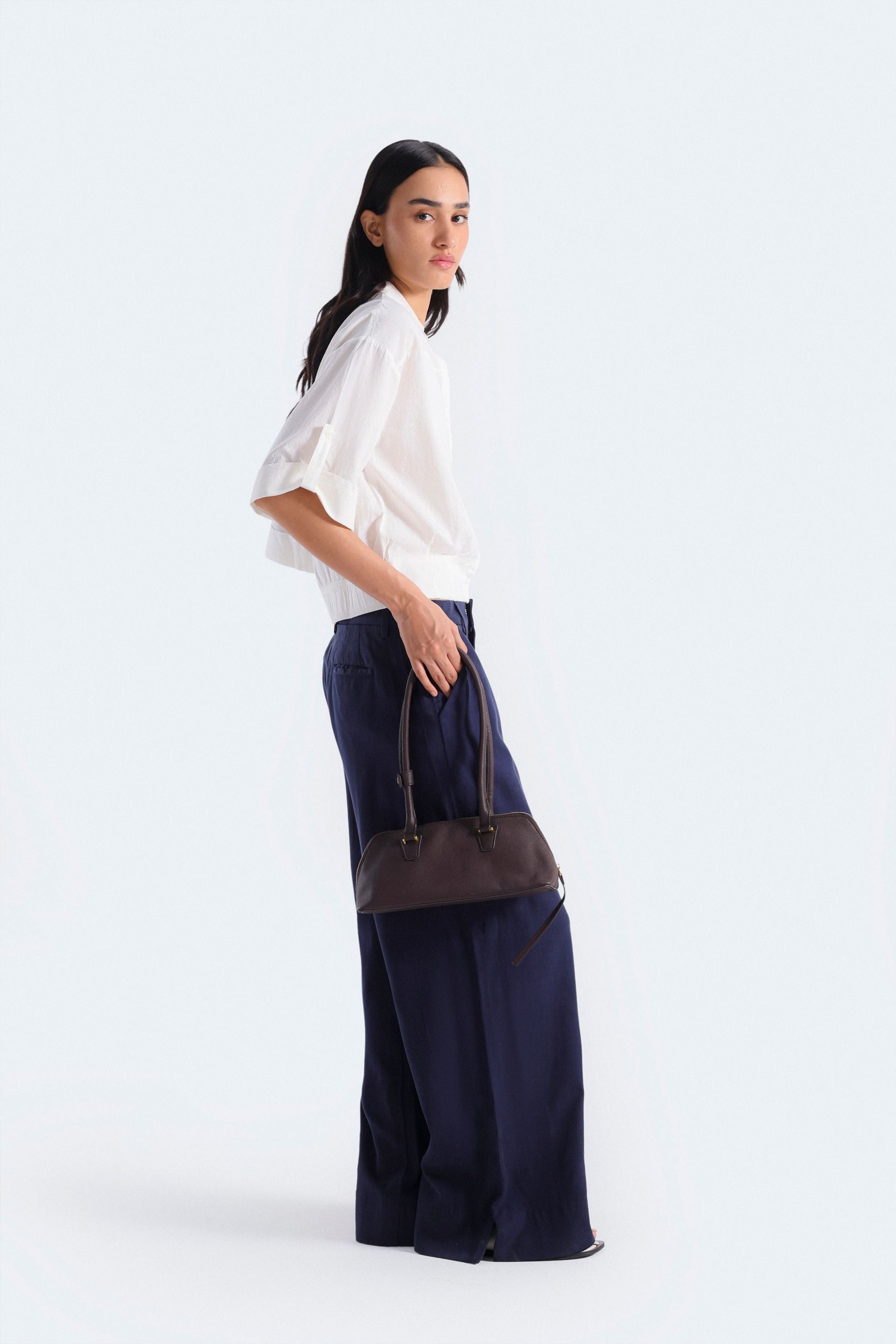 By Shaday Women's Cropped Wide Leg Pants in Dark Blue