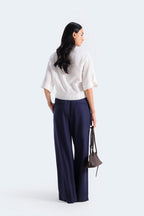 By Shaday Women's Cropped Wide Leg Pants in Dark Blue