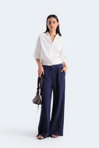 By Shaday Women's Cropped Wide Leg Pants in Dark Blue