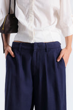 By Shaday Women's Cropped Wide Leg Pants in Dark Blue