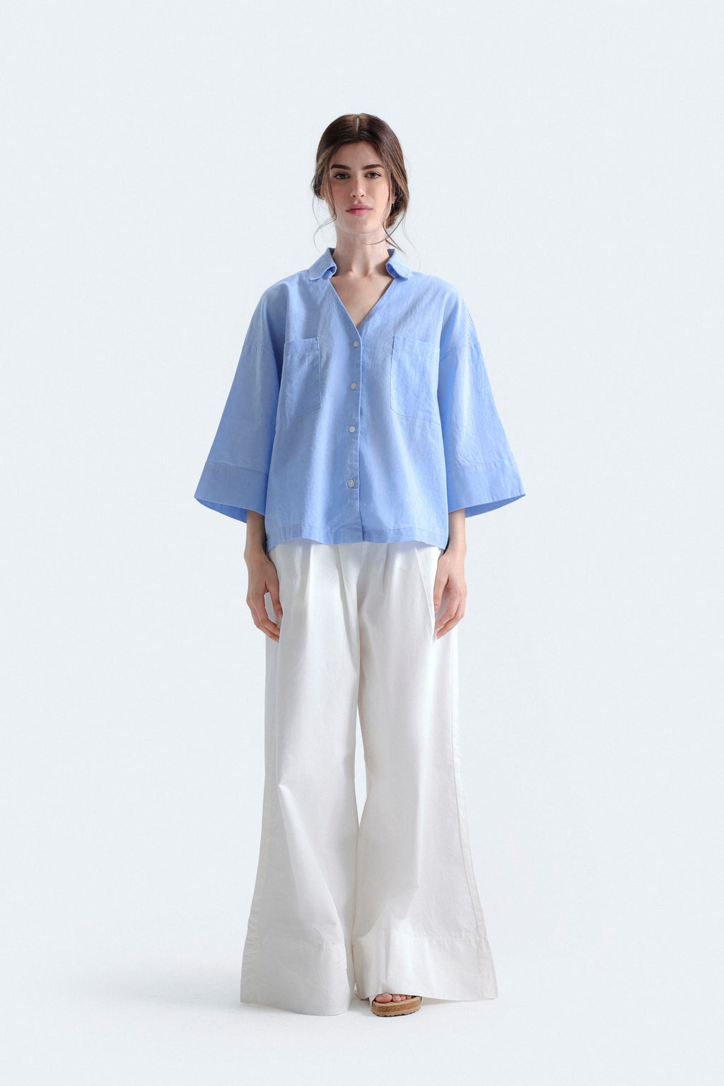 By Shaday Women's Extreme Wide Leg Pleated Pants in White