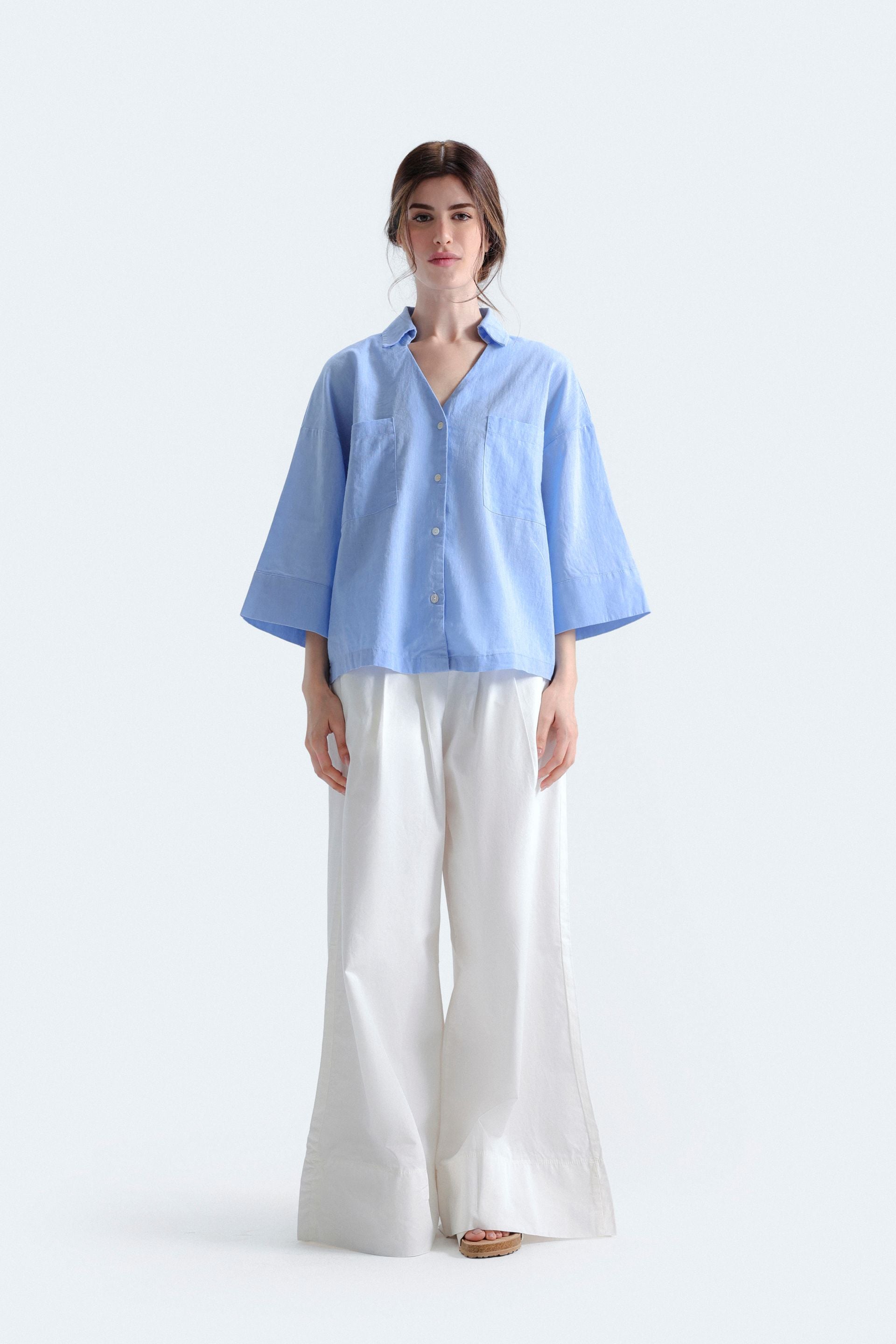 By Shaday Women's Extreme Wide Leg Pleated Pants in White