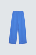 By Shaday Women's Wide Leg Pleated Trousers in Blue