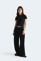 By Shaday Women's Slim Fit Crew Neck T-Shirt in Black