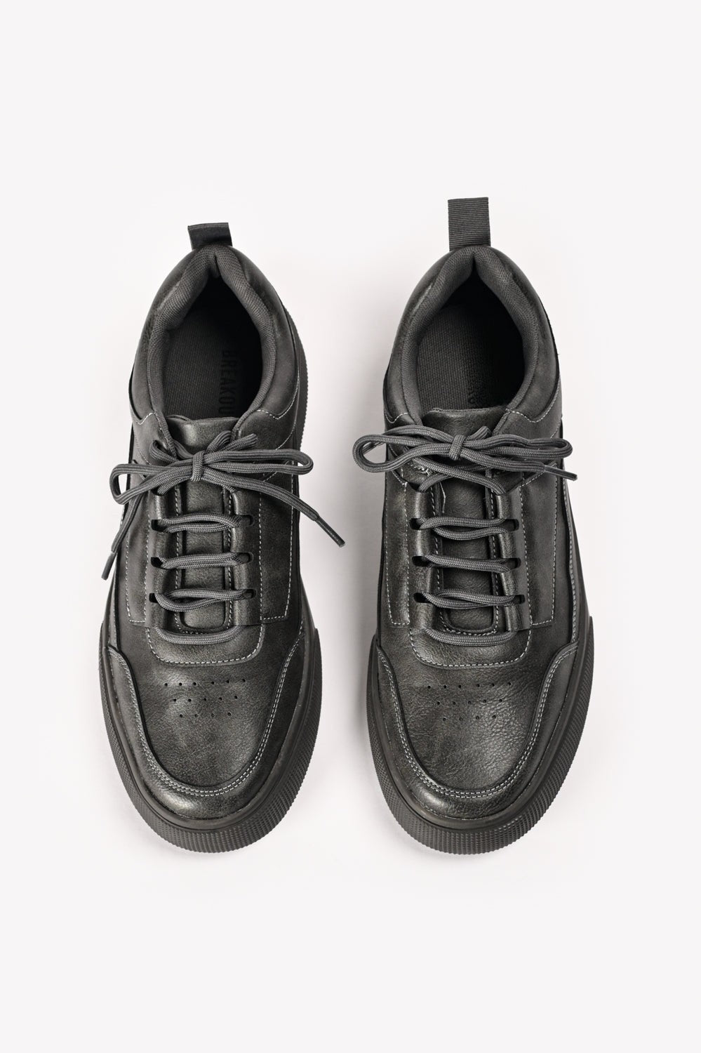 By Shaday Men's Charcoal Grey Faux Leather Trainers