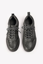 By Shaday Men's Charcoal Grey Faux Leather Trainers