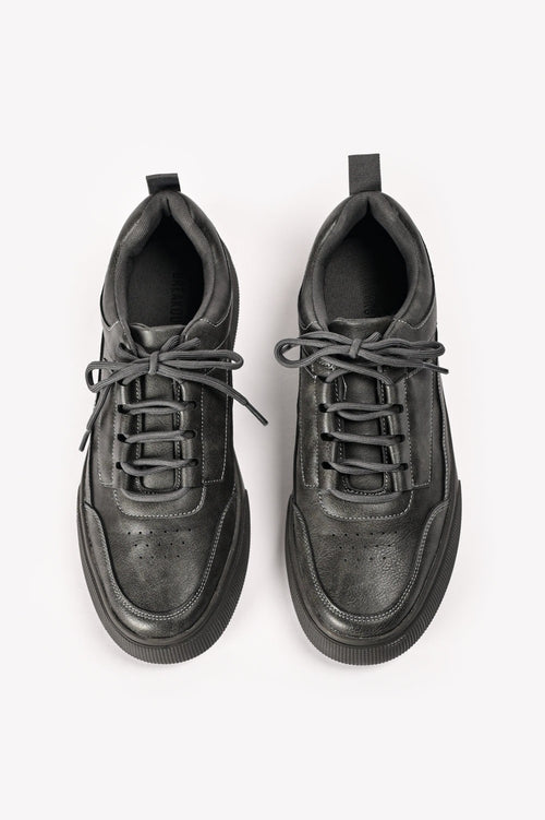 By Shaday Men's Charcoal Grey Faux Leather Trainers