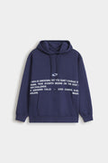 By Shaday Men's Slogan Print Hoodie in Dark Blue