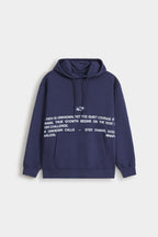 By Shaday Men's Slogan Print Hoodie in Dark Blue
