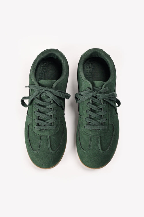 By Shaday Men's Forest Green Suede Trainers