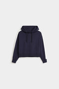 By Shaday Women's Super Cropped Basic Hoodie in Dark Blue