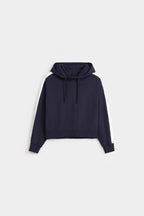 By Shaday Women's Super Cropped Basic Hoodie in Dark Blue
